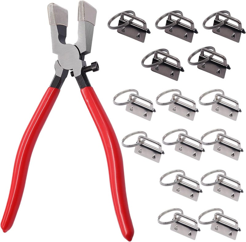weideer 15 Set Key Fob Hardware with Plier for Wristlet Key Fobs/Lanyards/Chains - K-082-15 - Image 1